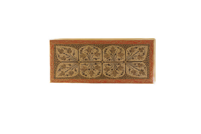 Golden Blossom Rectangular Hand-Painted Paper Mache Box