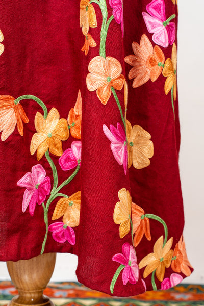 Crimson Bloom Aari Embroidered Abaya