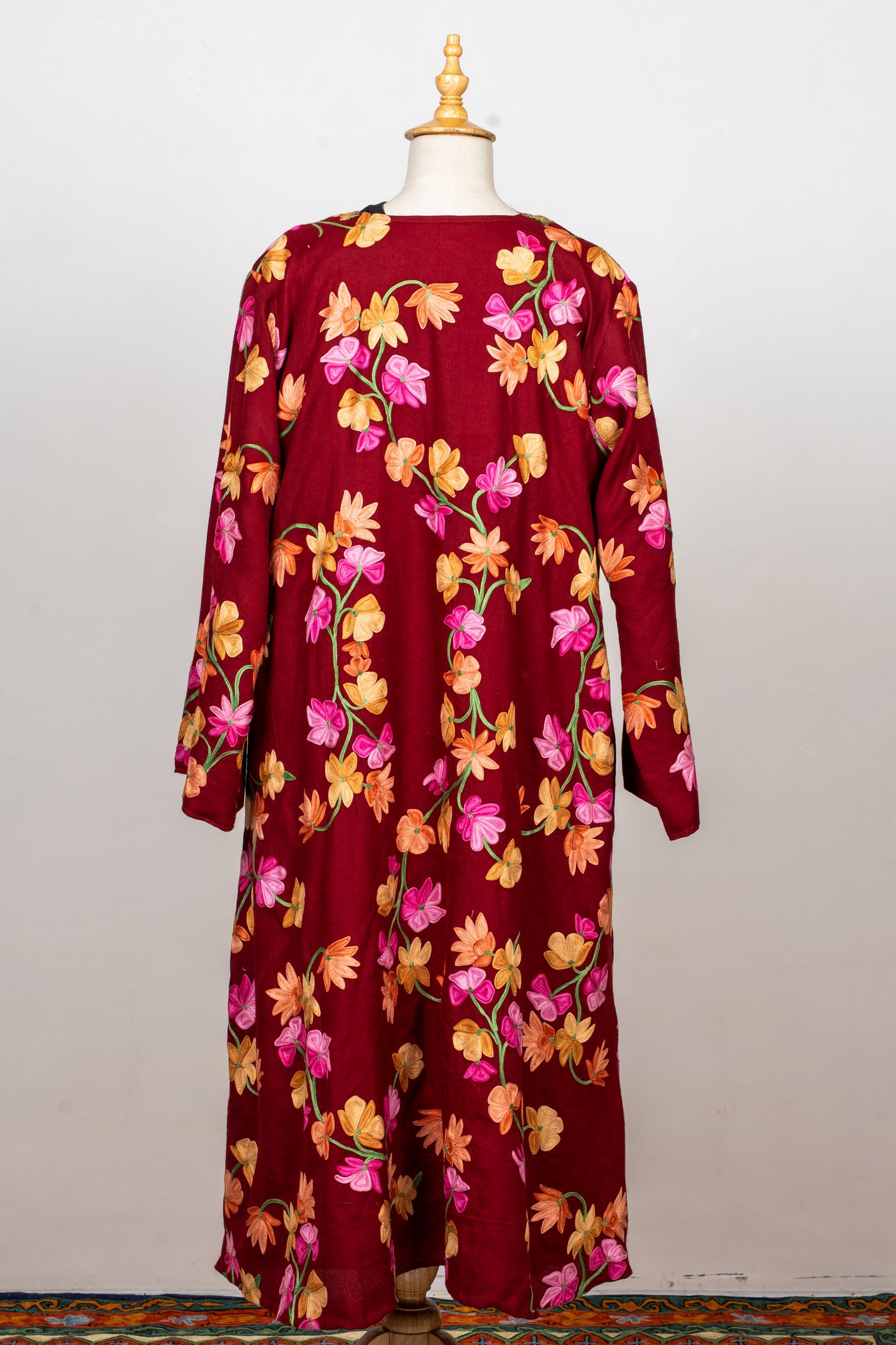Crimson Bloom Aari Embroidered Abaya