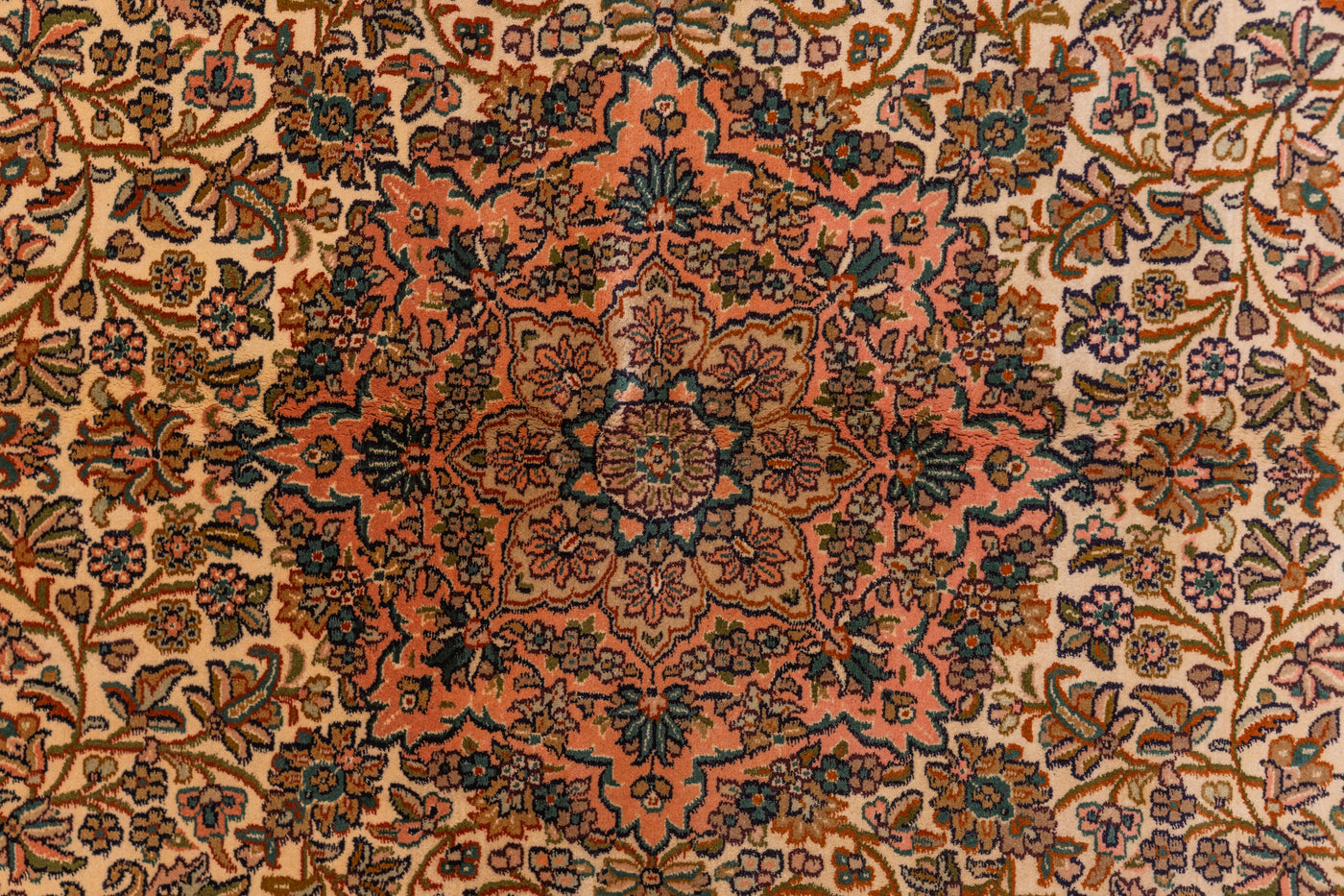 Autumnal Floral Harmony Carpet - Hand Knotted Pure Silk Kashmiri Carpet (3ft * 5ft)