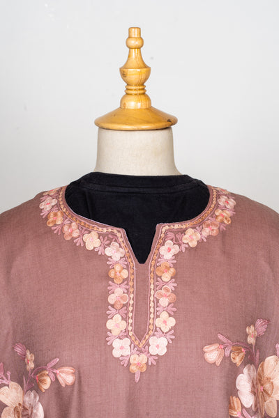 Dusty Rose Aari Embroidered Abaya