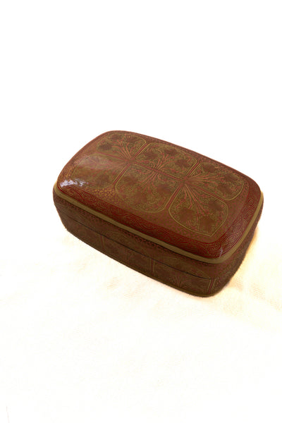 Crimson Elegance Rectangular Hand-Painted Paper Mache Box