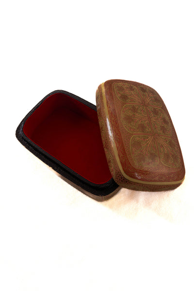 Crimson Elegance Rectangular Hand-Painted Paper Mache Box