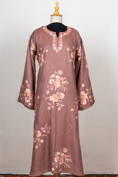 Dusty Rose Aari Embroidered Abaya