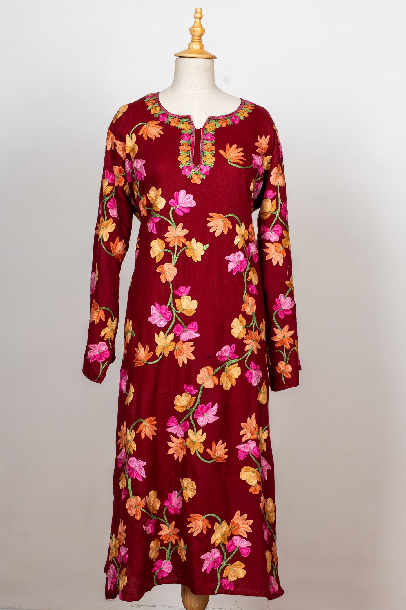 Crimson Bloom Aari Embroidered Abaya