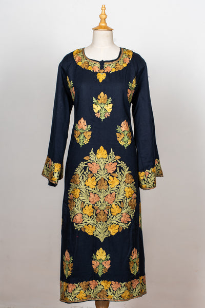Navy Regal Aari Embroidered Abaya
