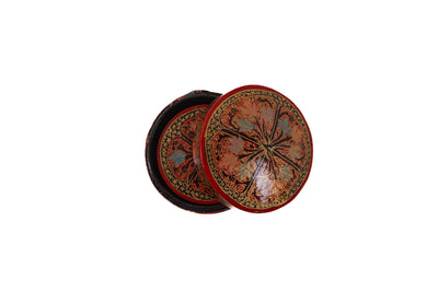 Crimson Radiance Hand-Crafted Paper Mache Coaster Set