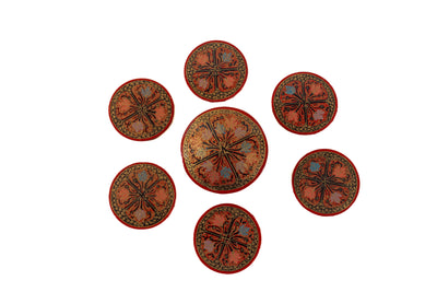 Crimson Radiance Hand-Crafted Paper Mache Coaster Set