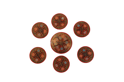 Crimson Radiance Hand-Crafted Paper Mache Coaster Set