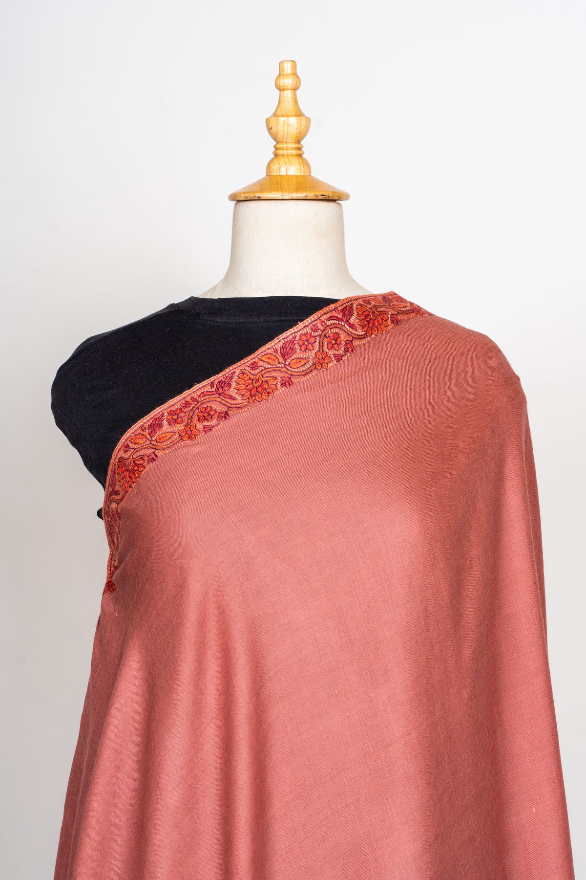 Olive Grove Sozni Hand Embroidered Merino Wool Shawl