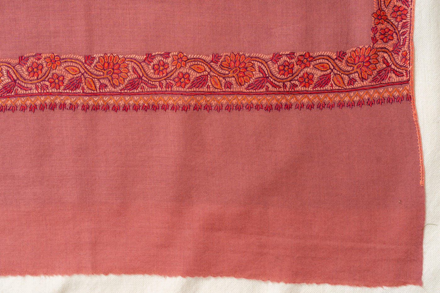 Rosewood Sozni Hand Embroidered Merino Wool Shawl