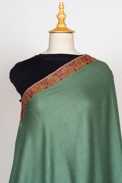 Olive Grove Sozni Hand Embroidered Merino Wool Shawl