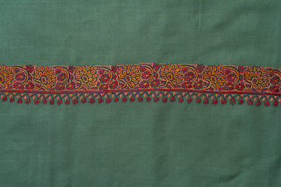 Olive Grove Sozni Hand Embroidered Merino Wool Shawl