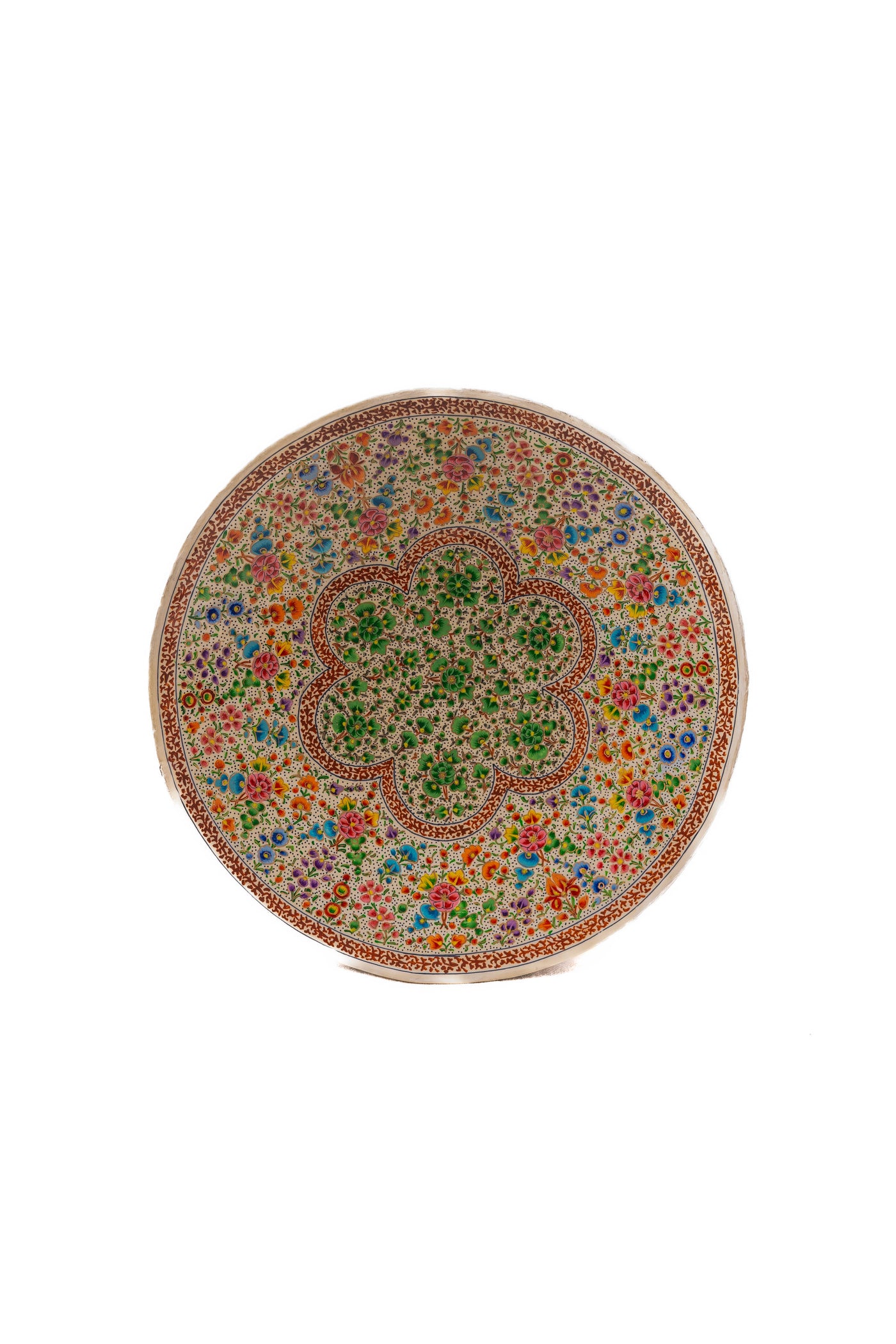 Garden Bloom Hand-Painted Paper Mache Decorative Plate