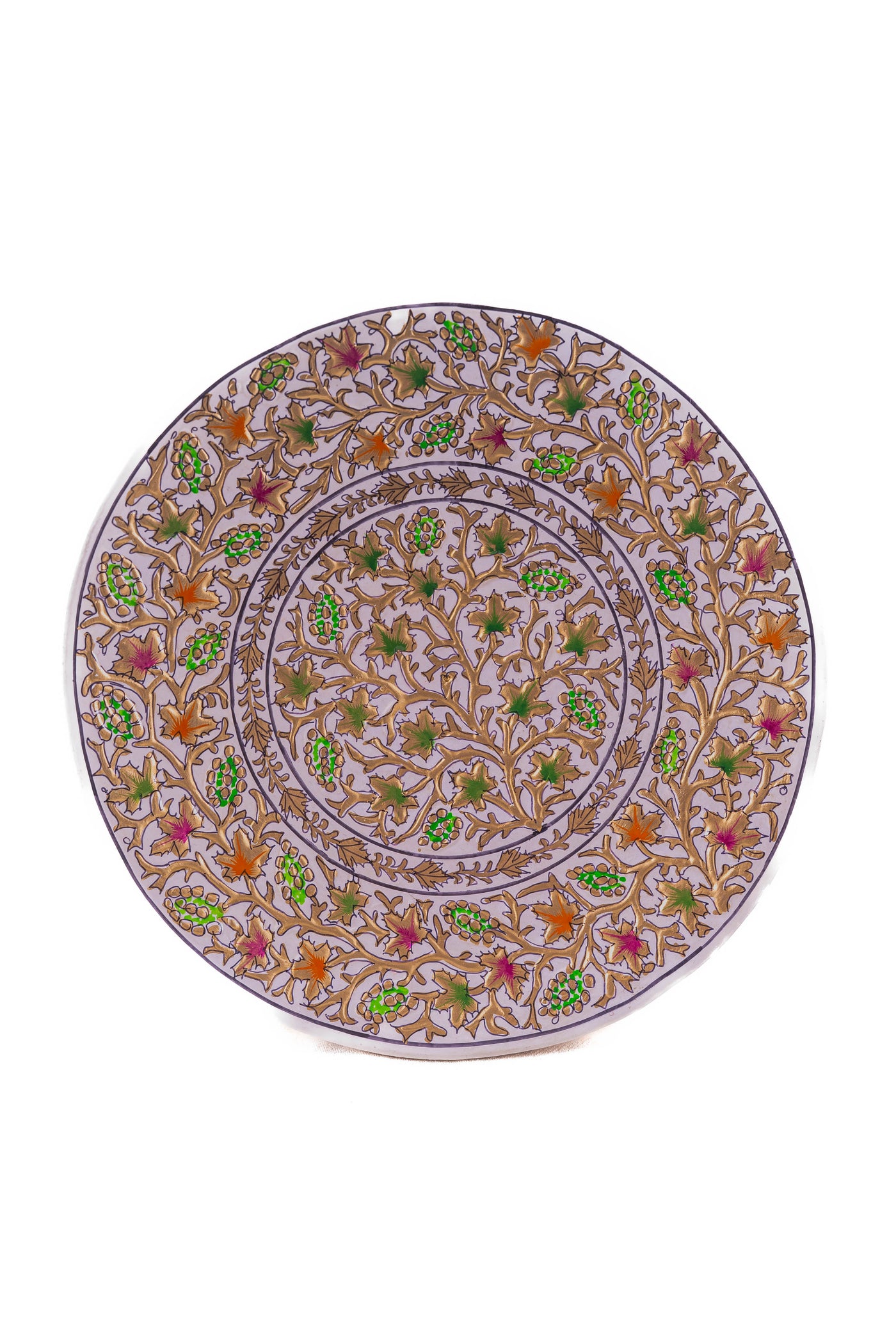 Vine Elegance Hand-Crafted Paper Mache Decorative Plate