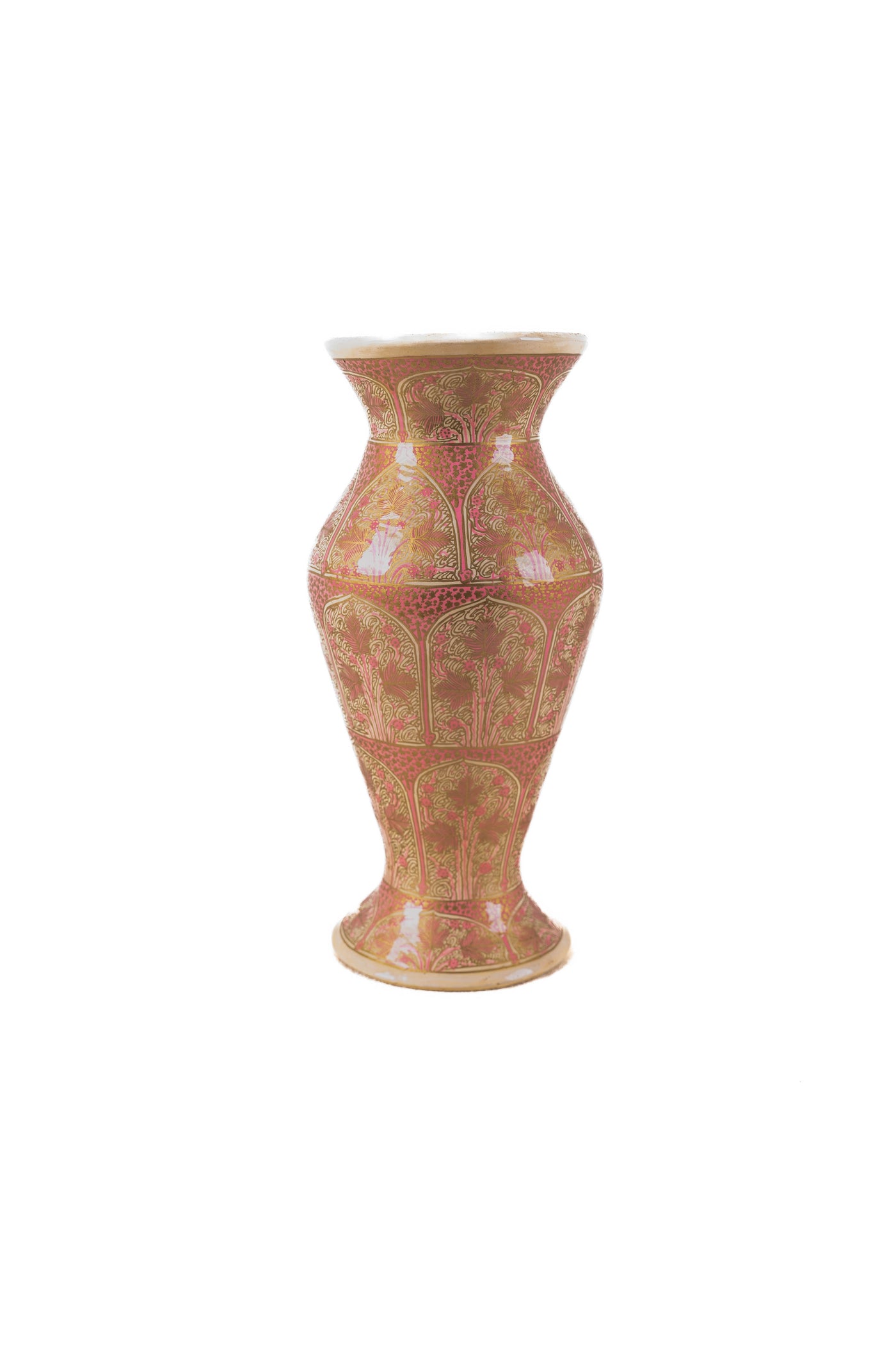 Blush Elegance Hand-Painted Paper Mache Vase