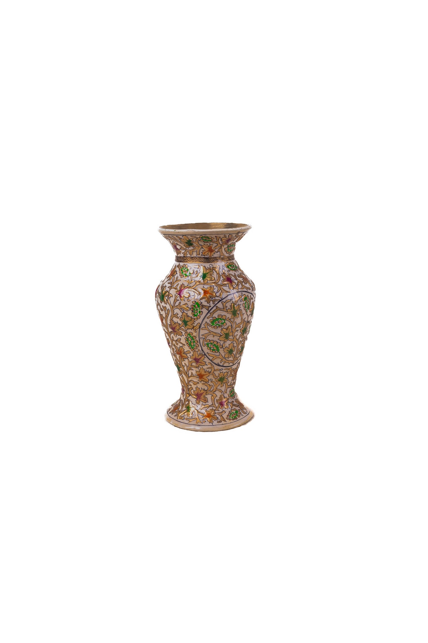 Floral Serenity Hand-Painted Paper Mache Vase