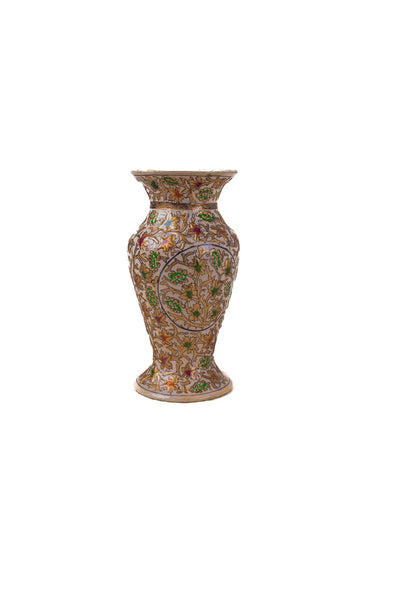 Floral Serenity Hand-Painted Paper Mache Vase