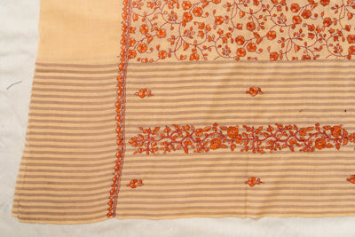 Tangerine Blossom Sozni Hand Embroidered Merino Wool Shawl