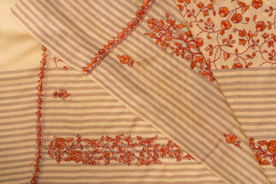 Tangerine Blossom Sozni Hand Embroidered Merino Wool Shawl