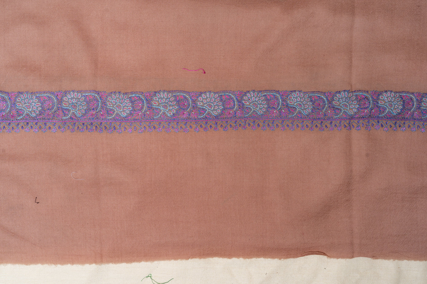 Chestnut Glow Sozni Hand Embroidered Merino Wool Shawl