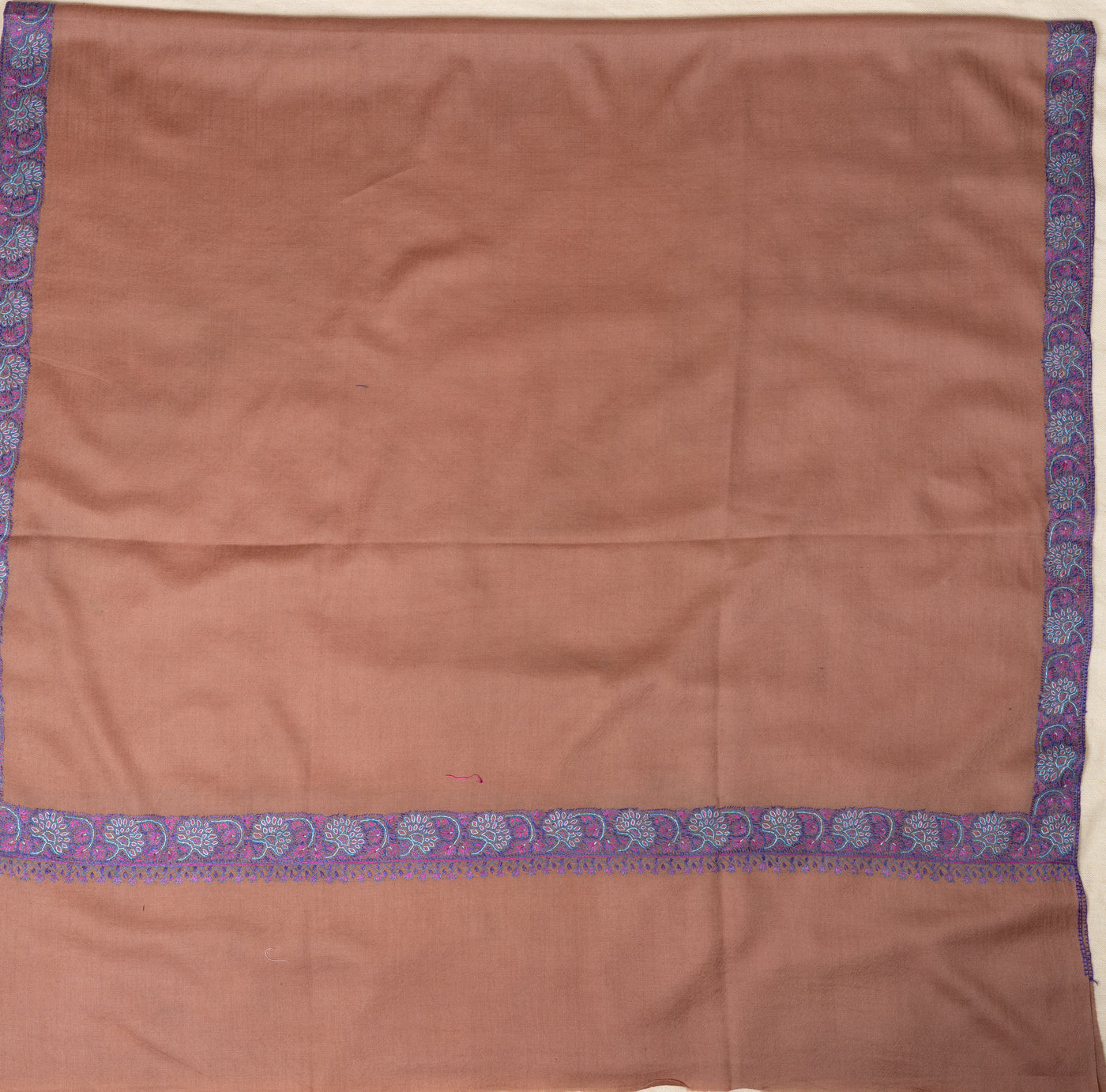Chestnut Glow Sozni Hand Embroidered Merino Wool Shawl