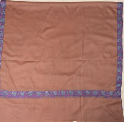 Chestnut Glow Sozni Hand Embroidered Merino Wool Shawl