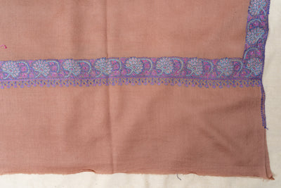 Chestnut Glow Sozni Hand Embroidered Merino Wool Shawl
