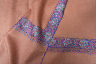 Chestnut Glow Sozni Hand Embroidered Merino Wool Shawl