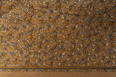 Sozni Hand Embroidered Merino Wool Shawl in Autumn Gold