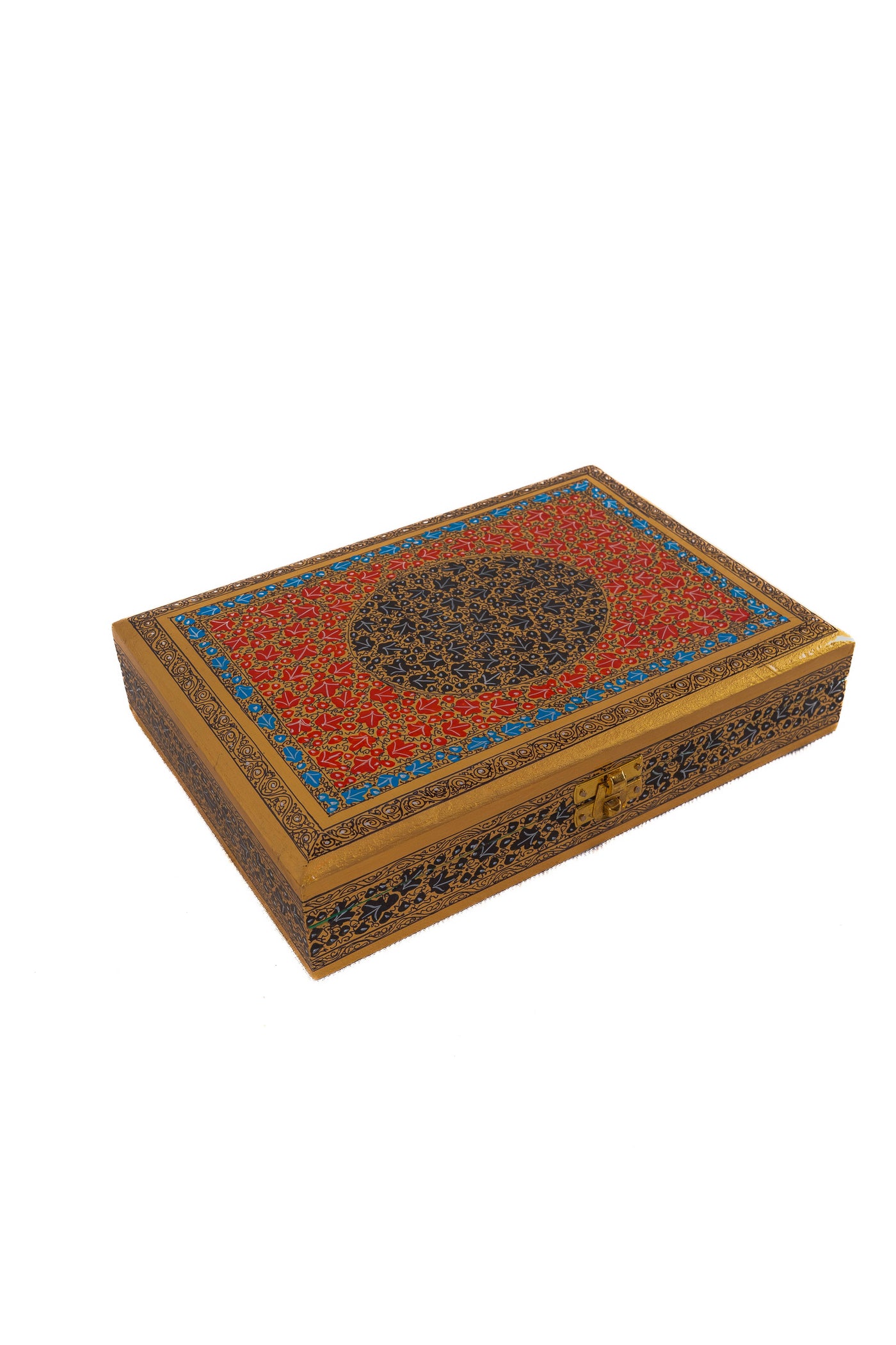 Regal Red Grandeur Hand-Crafted Paper Mache Storage Box