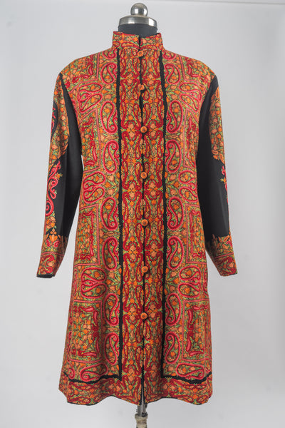 Radiant Kashmiri Charm: Merino Wool Jacket with Intricate Hand Aari Embroidery in Paisley