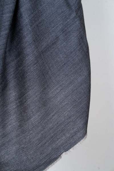 Charcoal Sophistication: Plain Merino Wool Scarf in Deep Gray