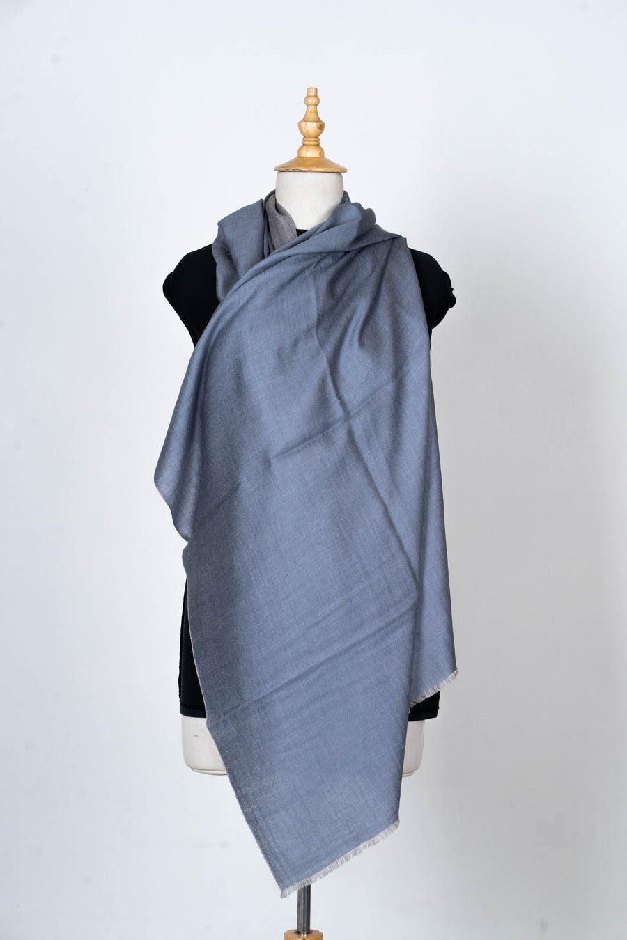 Dual Elegance: Reversible Merino Wool Stole in Slate and Steel Blue