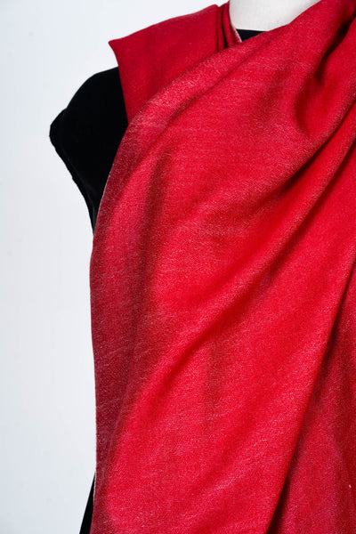 Scarlet Charm: Reversible Merino Wool Scarf in Red and Blush Pink