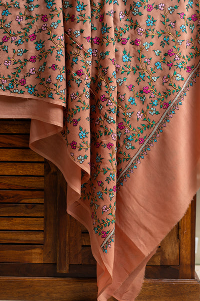 Elegant Floral Pure Chinon Saree with Sozni Hand Embroidery