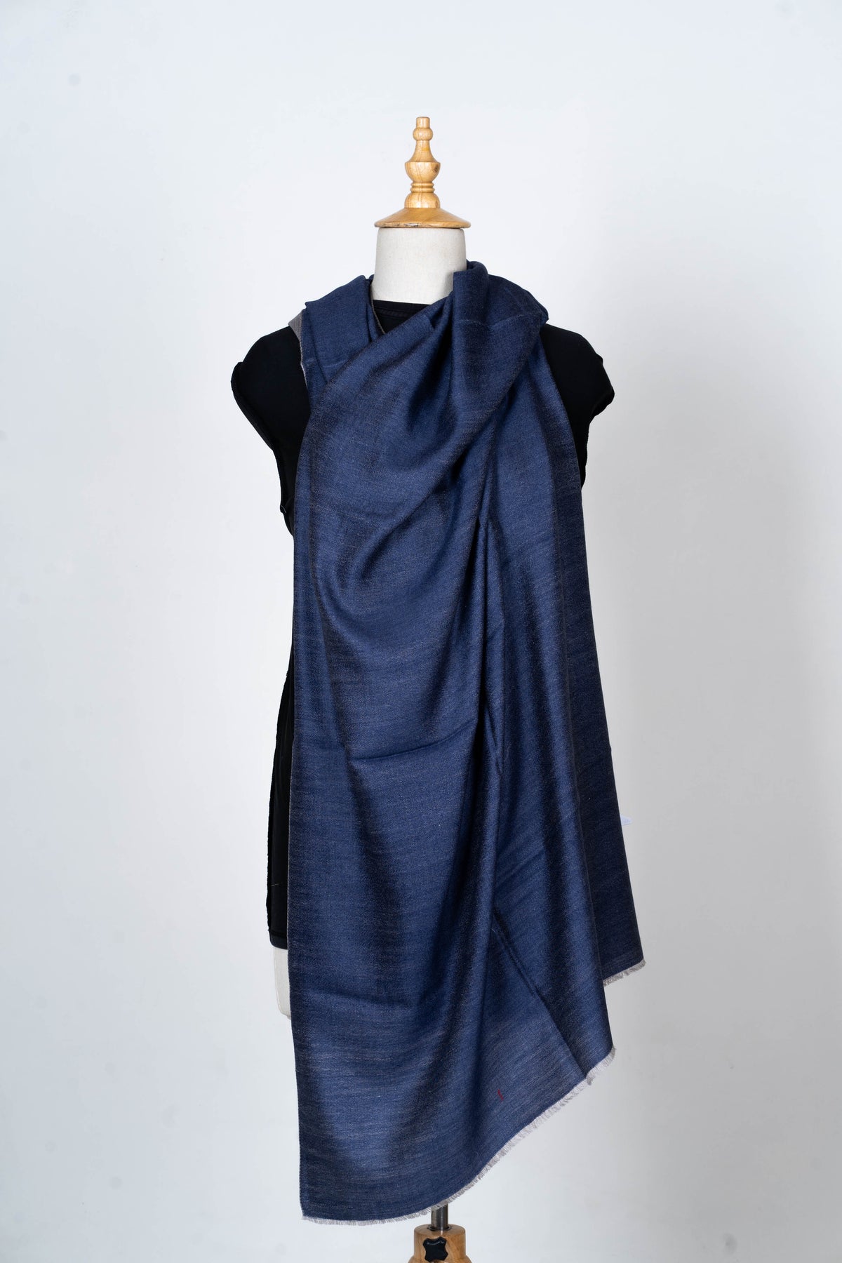 Midnight Glow: Reversible Merino Wool Stole in Navy and Gray