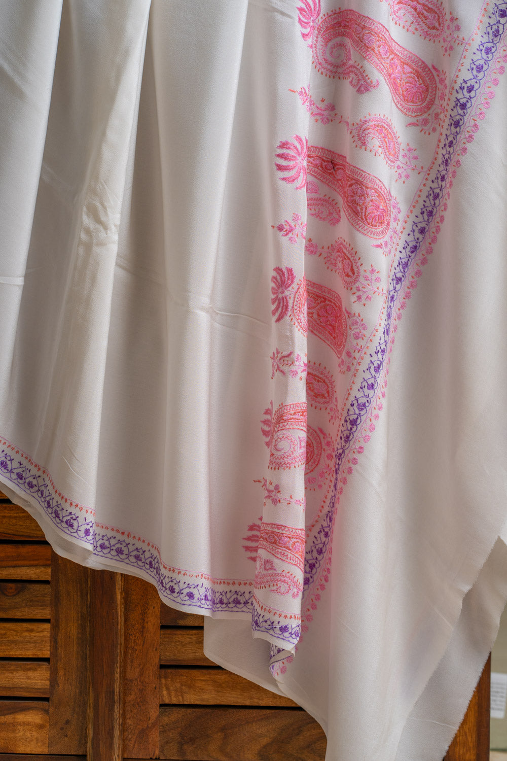 Delicate Pink Pure Crepe Saree with Sozni Hand Embroidery