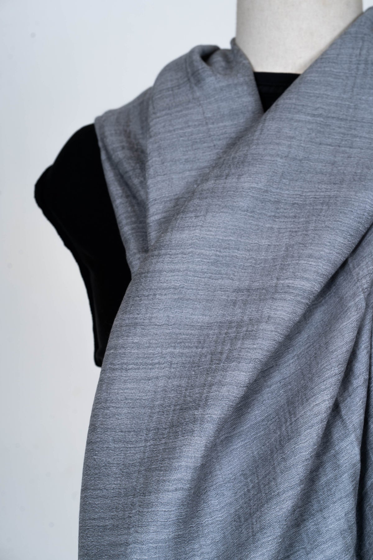 Midnight Glow: Reversible Merino Wool Stole in Navy and Gray