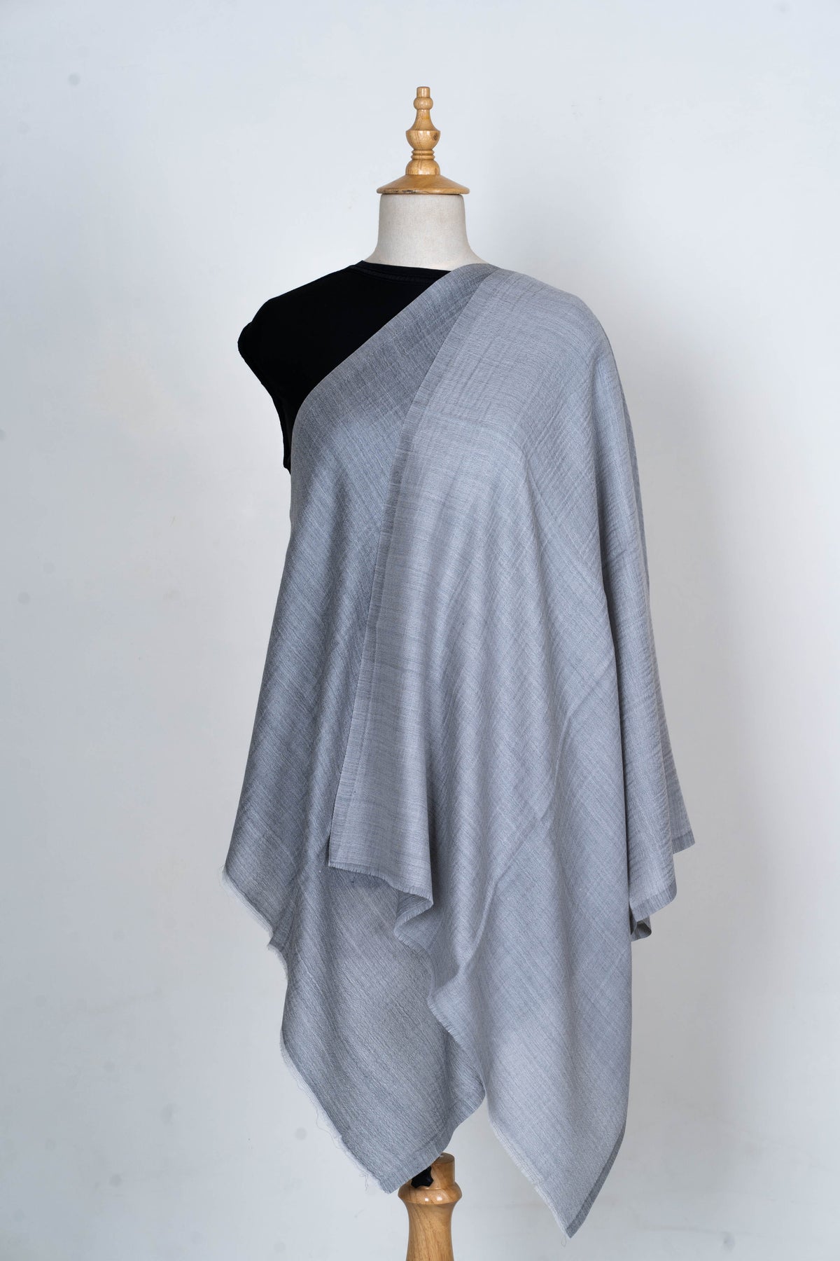 Midnight Glow: Reversible Merino Wool Stole in Navy and Gray