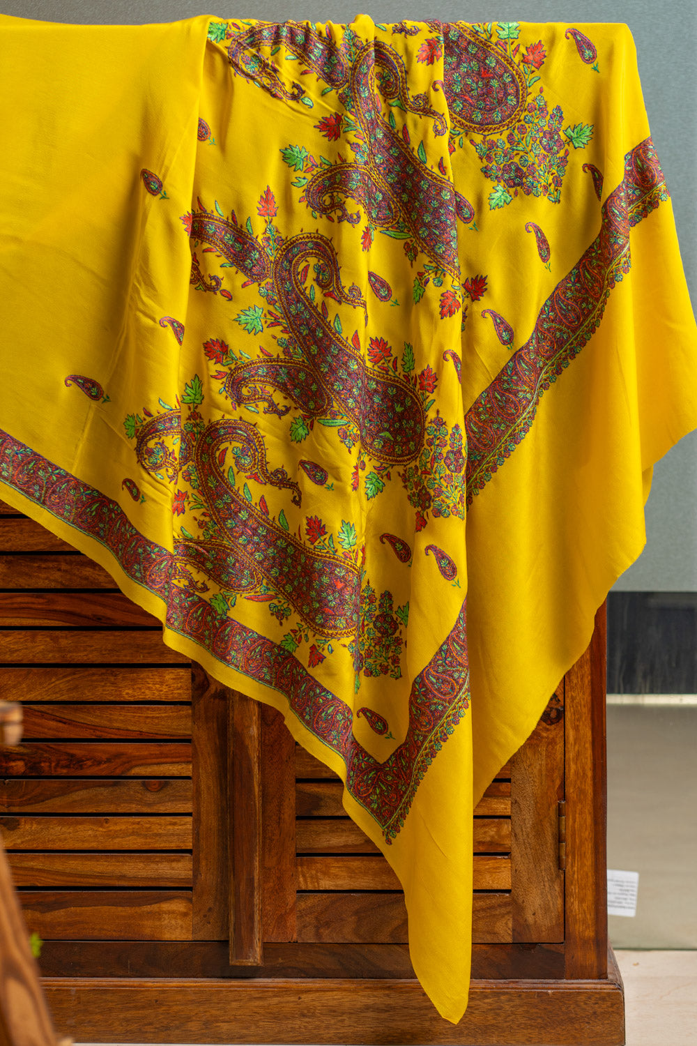 Radiant Yellow Pure Crepe Saree with Sozni Hand Embroidery