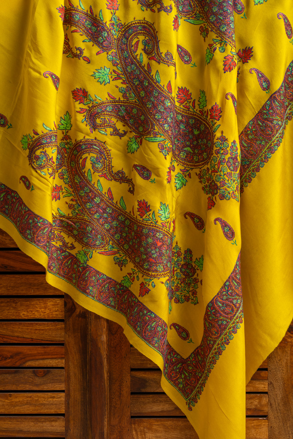 Radiant Yellow Pure Crepe Saree with Sozni Hand Embroidery