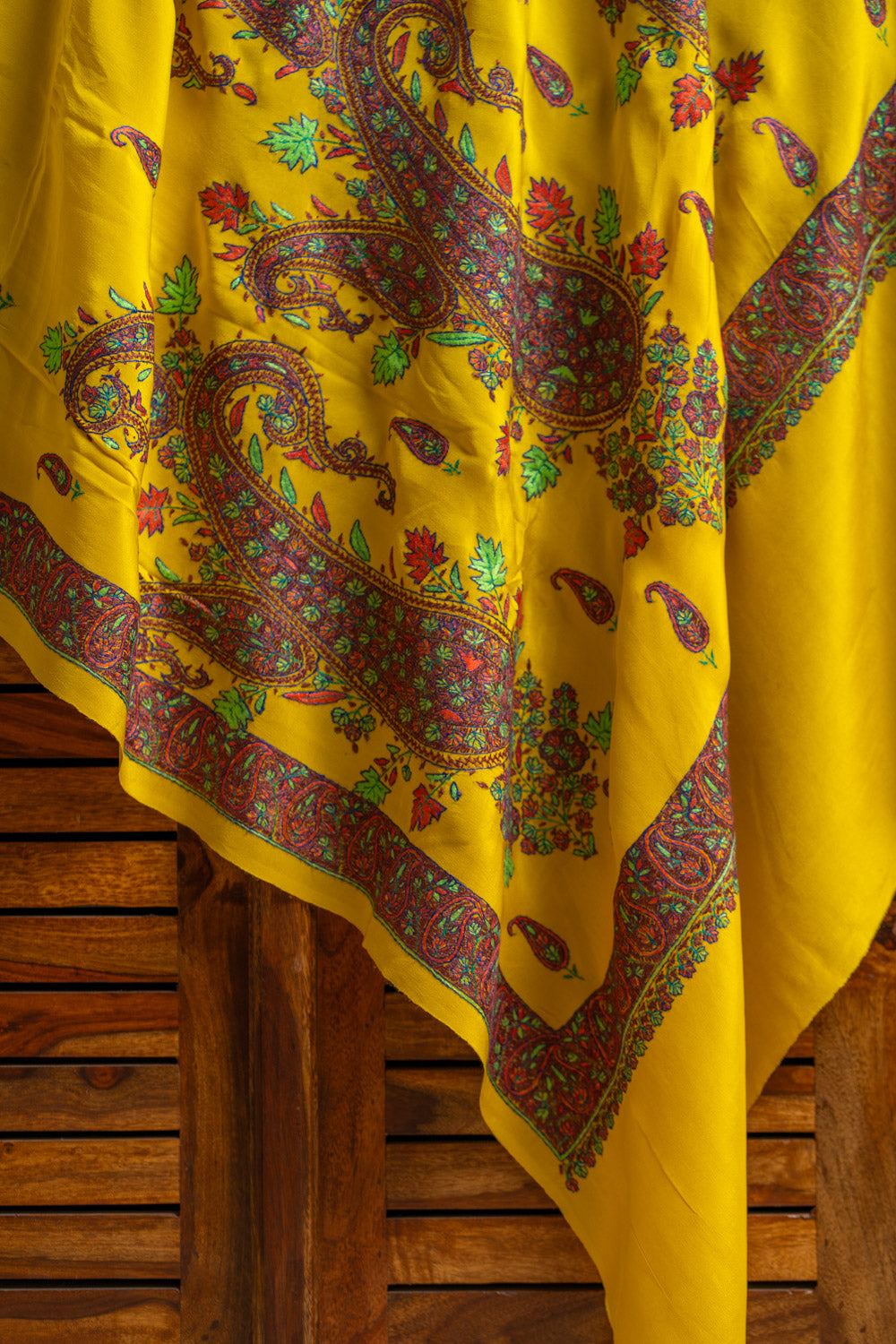 Radiant Yellow Pure Crepe Saree with Sozni Hand Embroidery