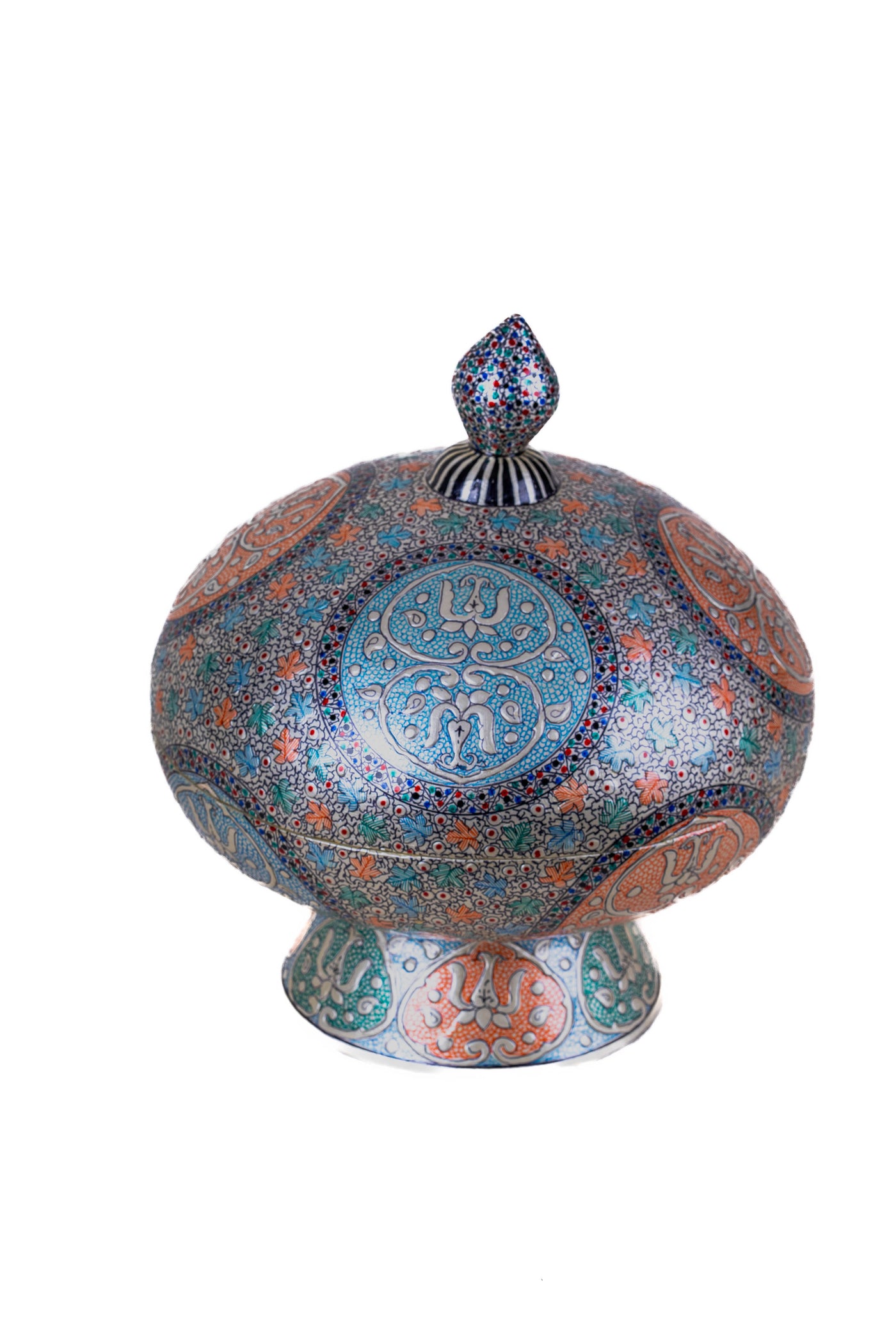 Mystic Charm Hand-Painted Paper Mache Bowl with Lid