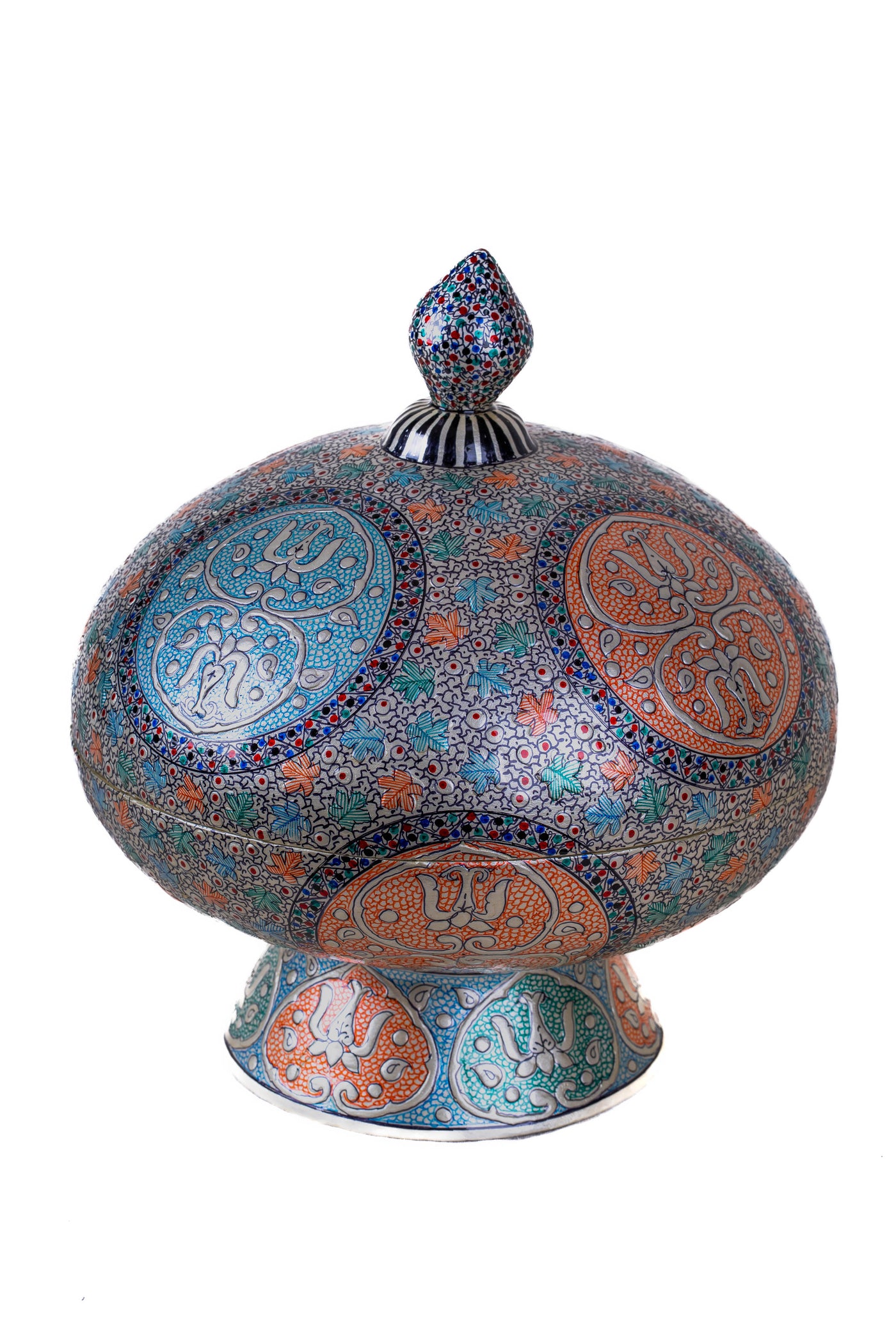 Mystic Charm Hand-Painted Paper Mache Bowl with Lid