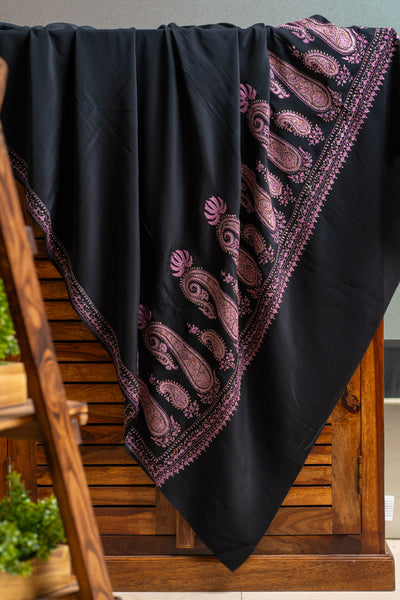 Classic Black Pure Crepe Saree with Sozni Hand Embroidery