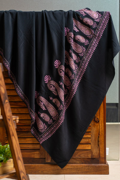 Classic Black Pure Crepe Saree with Sozni Hand Embroidery