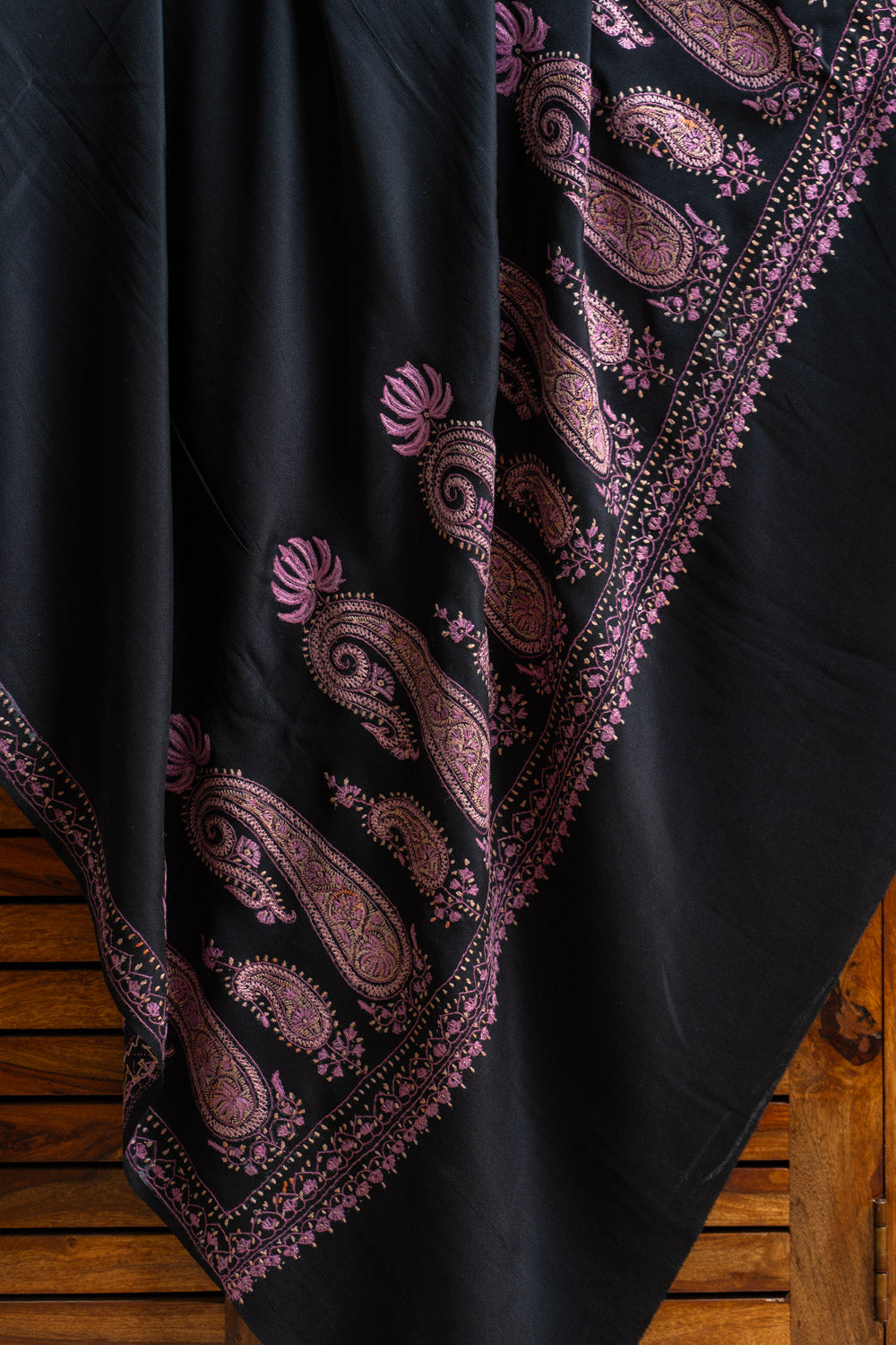 Classic Black Pure Crepe Saree with Sozni Hand Embroidery