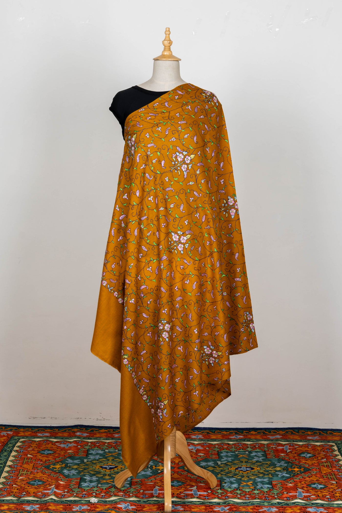 Sunehri Baagh – Merino Wool Shawl with Sozni Hand Embroidery