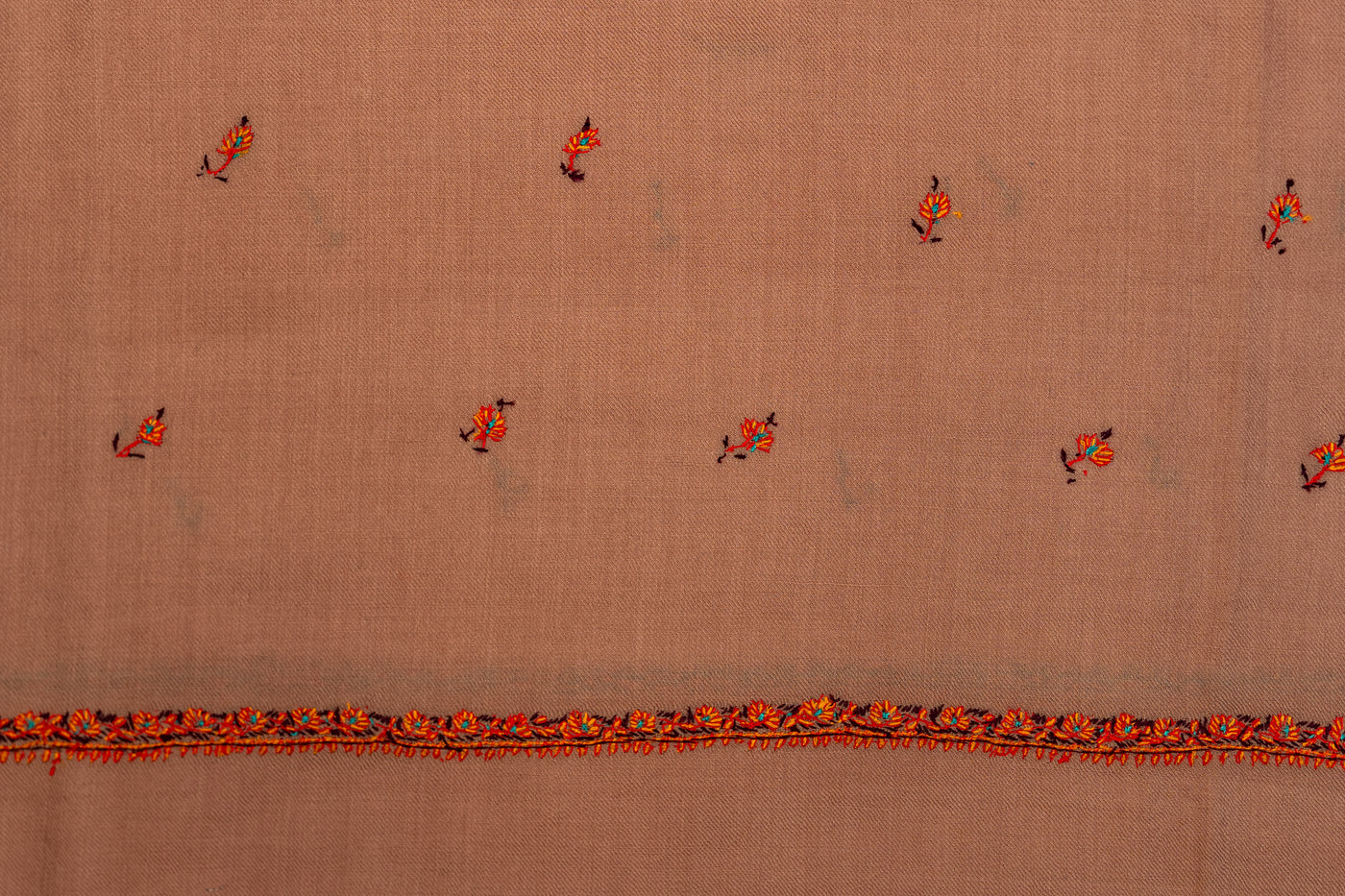 Blushing Sand: Hand Embroidered Merino Wool Shawl